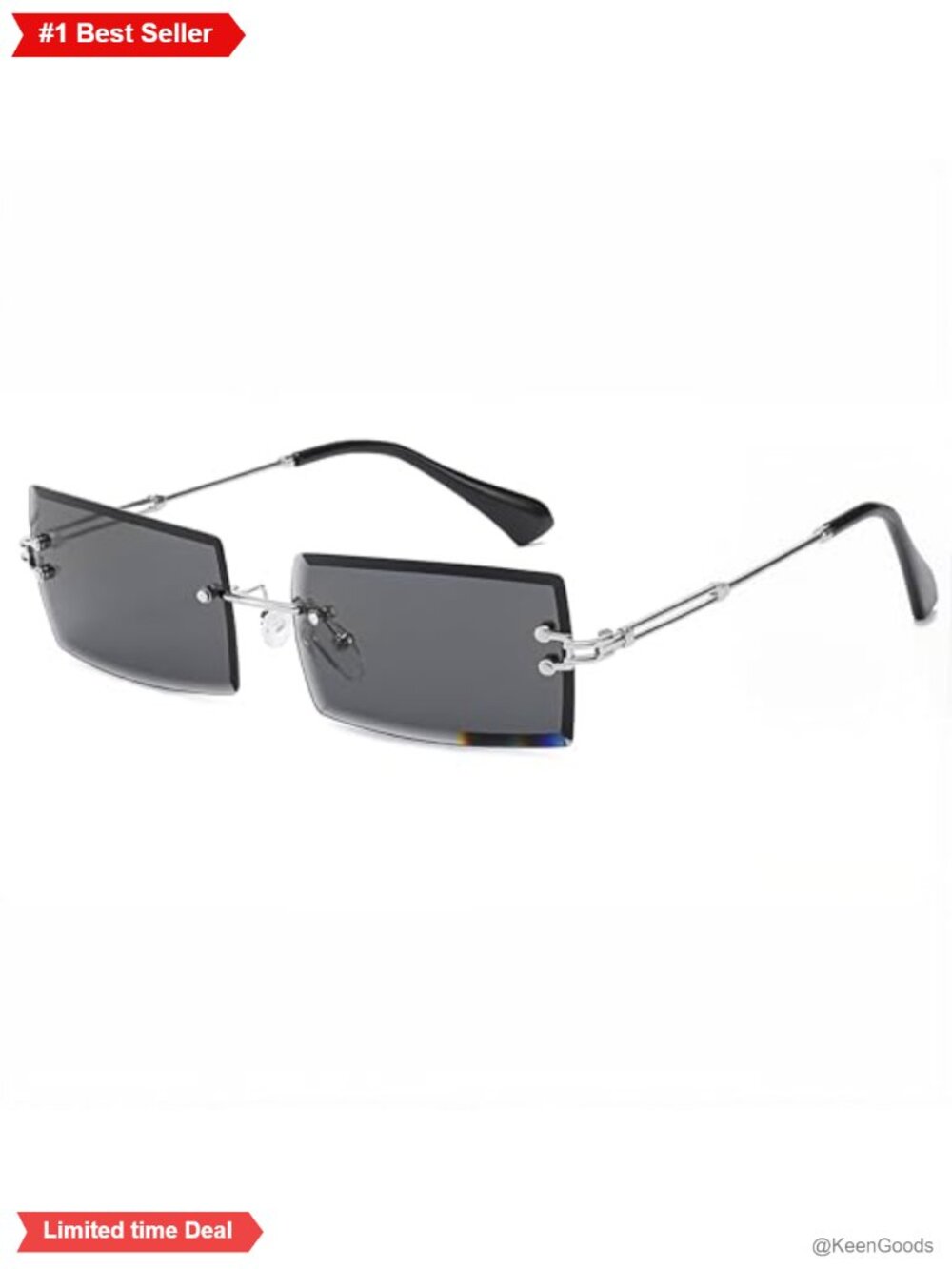 Rimless Square Sunglasses Retro Metal Frame UV400 Lightweight